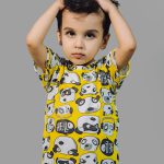تیشرت پنبه بچه گانه با طرح پاندا زرد