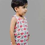 رکابی پنبه بچه گانه با طرح خرس قرمز