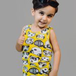 رکابی پنبه بچه گانه با طرح پاندا زرد